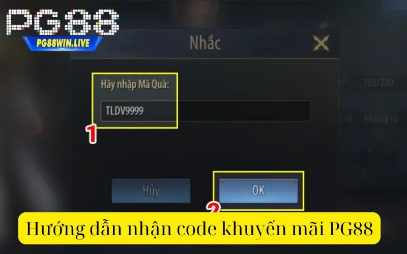 Hướng dẫn nhận code khuyến mãi PG88